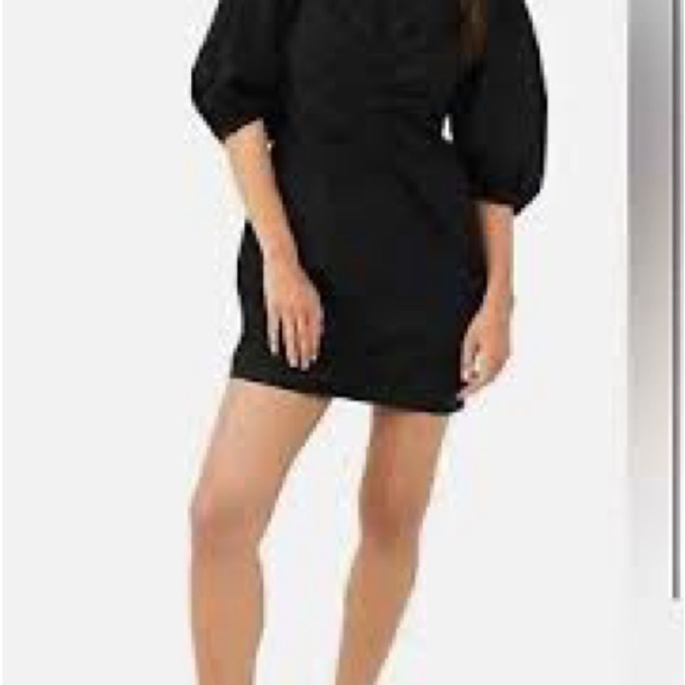 Free People Black Mini Dress with Puff Sleeves - Picture 3 of 6